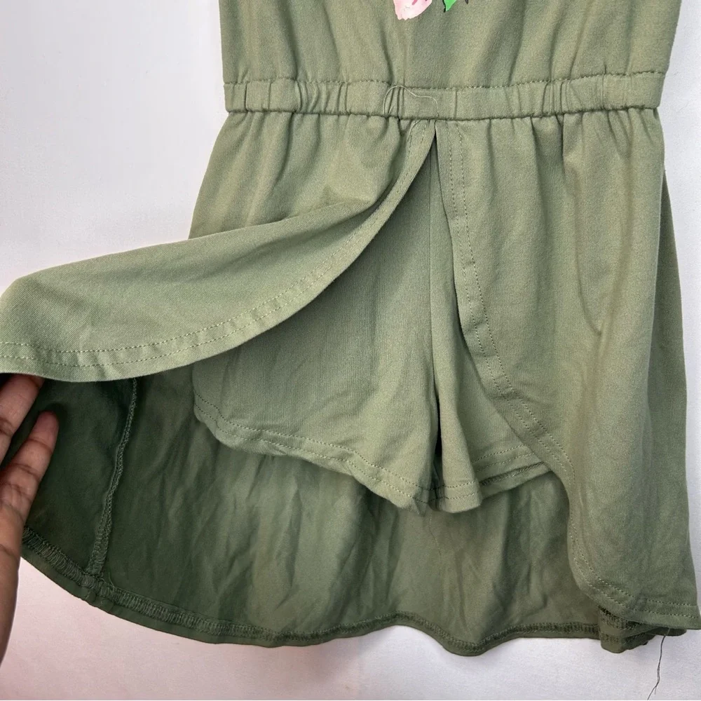 One Step Ahead Olive Sleeveless Top Romper with Pink Accents Size S /4